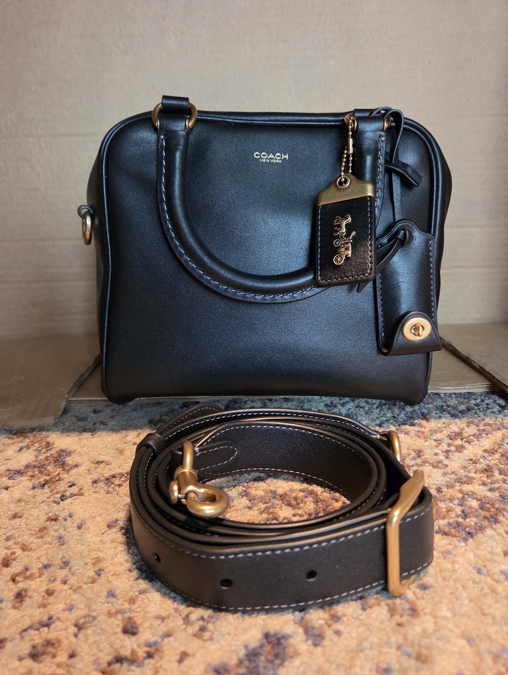 RESERVED COACH Cube Rogue 20 Bag In Black With Brass Hardware